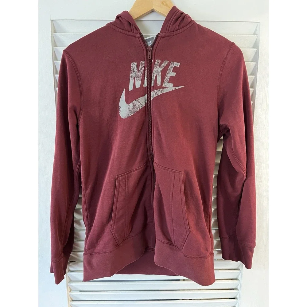 Vintage Y2K Nike Gray Swoosh Just Do‎ It Red Full-Zip Jacket - Women's Large